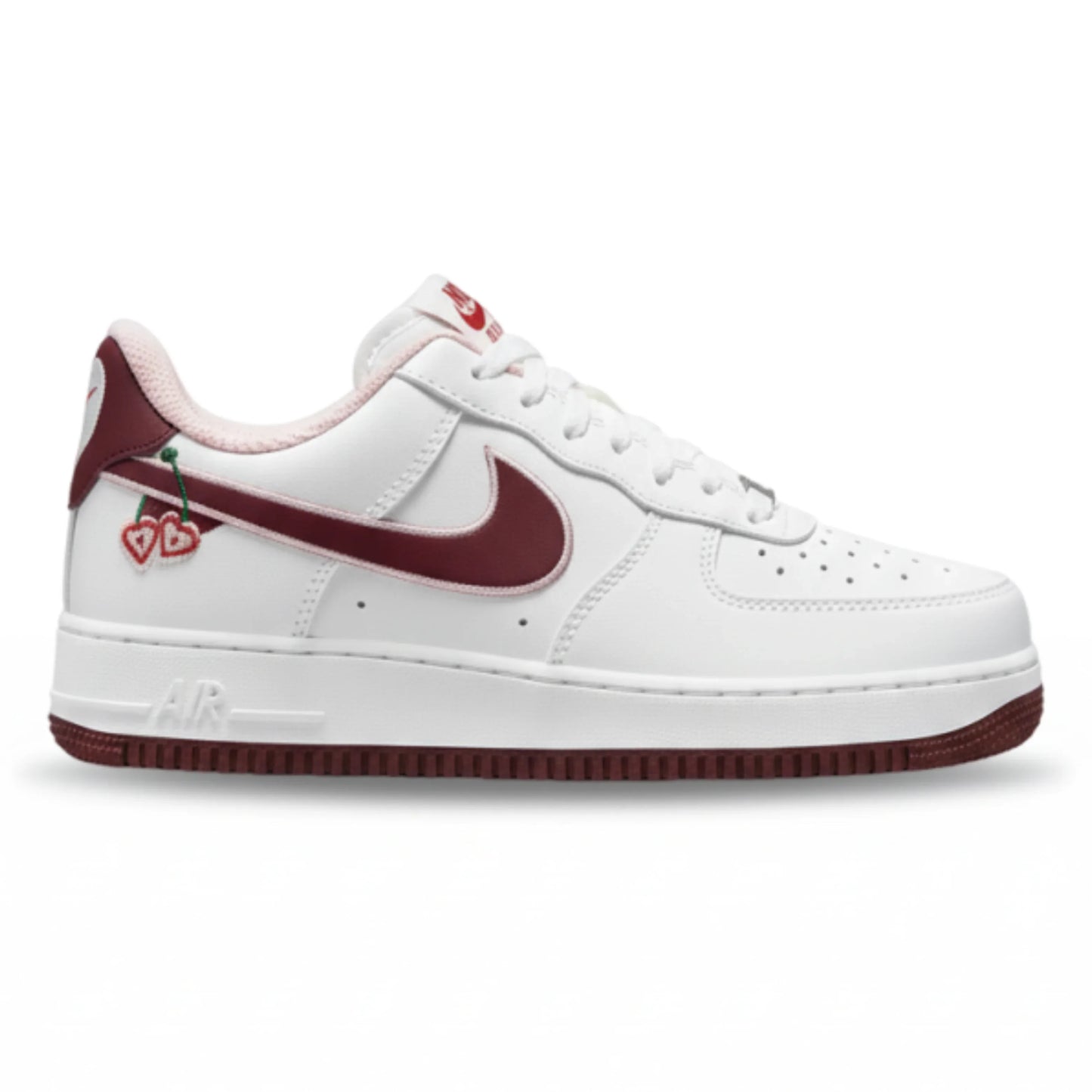 Tênis Nike Air Force Branco e Vinho 💖 – Estilo Único e Confortável