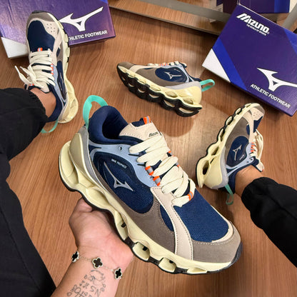 Tênis Mizuno Wave Prophecy Beta 2 Azul e Creme – Design Exclusivo e Confortável