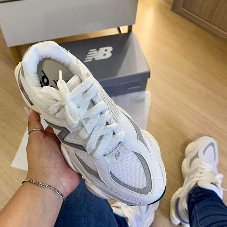 Tênis New Balance 9060 Branco e Cinza – Estilo Urbano e Design Exclusivo