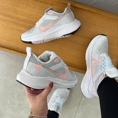 Tênis Nike Pegasus 40 Branco e Rosa – Amortecimento e Design Moderno